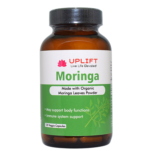 Uplift Moringa Leaf Veggie Capsules (Made with Organic Moringa Leaf Powder)-120 Count |100% Pure Organic Leaf Powder