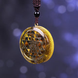 Orgonite Pendant Sri Yantra Sacred Geometry Necklace Tiger Eye Meditation Necklace Handmade Jewelry For Women Men