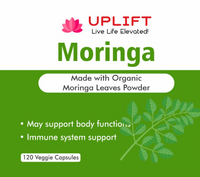 Uplift Moringa Leaf Veggie Capsules (Made with Organic Moringa Leaf Powder)-120 Count |100% Pure Organic Leaf Powder