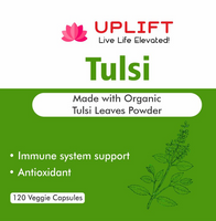 Uplift Tulsi Veggie Capsules(Made with Organic Tulsi Powder)-120 Count|100% Pure & Natural Herbal Supplement